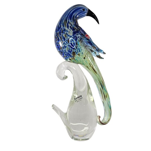 Formia Vetri Di Murano Italy Bird Blue Green Glass Figurine 58/500 REPAIRED - Picture 1 of 14